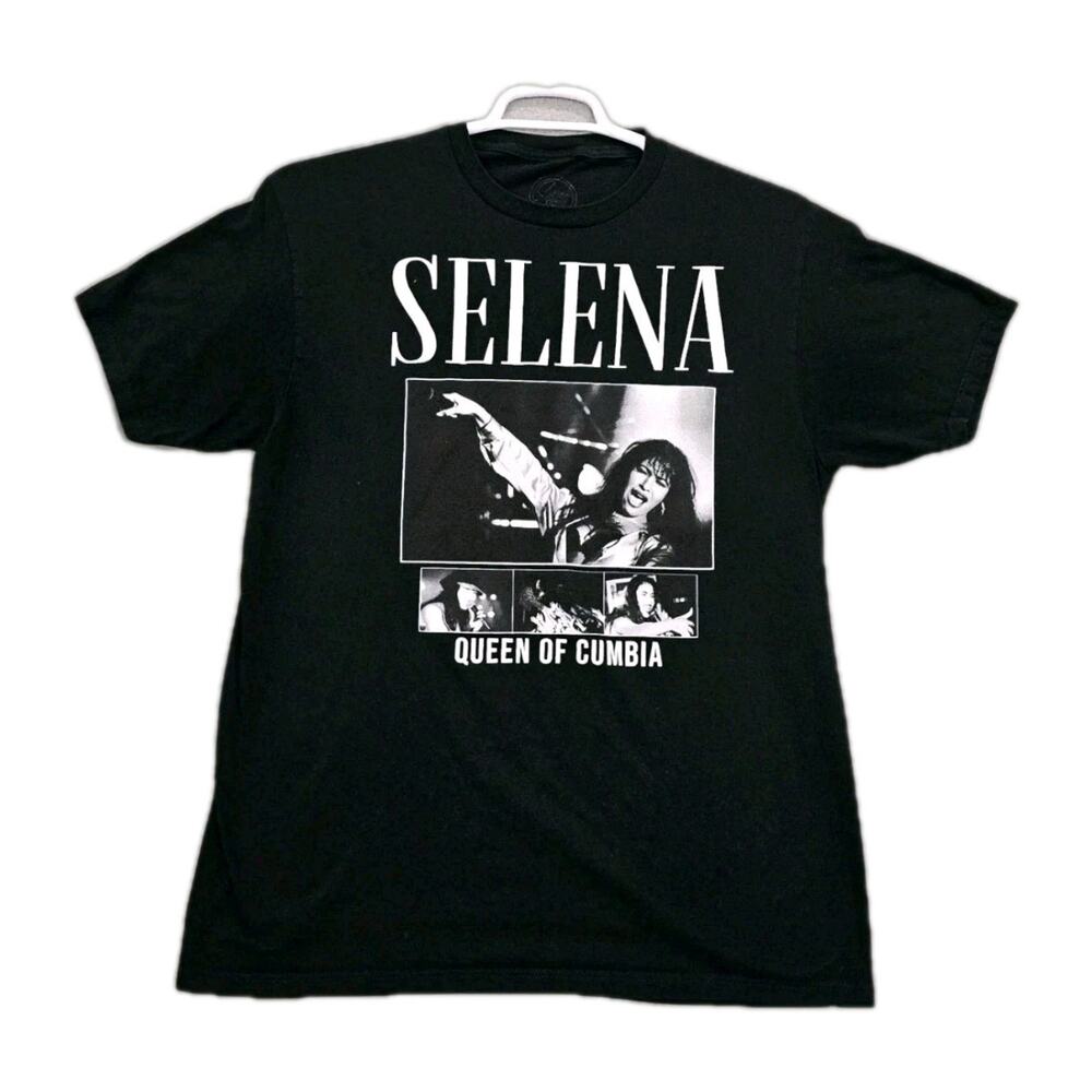 Selena Quintanilla Shirt Black Large Queen of Cumbia Concert Band Tee Crew SS